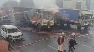 Jaipur गैस टैंकर दुर्घटना: सीसीटीवी में दुर्घटना के कुछ ही देर बाद आस-पास की संपत्ति में लगी आग दिखाई दी |